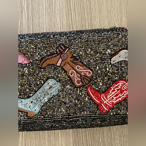 NWT Beaded Western Boots Shoulder Bag - Cowgirl Rodeo Festival Clutch - Picture 12 of 14